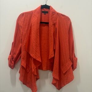 Lovposh small salmon Drape open front Blazer coat jacket roll sleeve 100% linen